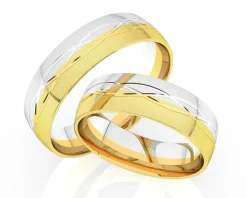 Obrączki Ślubne Apart.  Żółte i białe złoto rodowane. Wzór 418