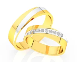 Obrączki Ślubne Apart.  Żółte i białe złoto rodowane. Wzór 4/444