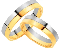 Obrączki Ślubne Apart.  Żółte i białe złoto rodowane. Wzór 458