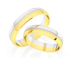 Obrączki Ślubne Apart.  Żółte i białe złoto rodowane. Wzór 459