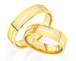 Obrączki Ślubne Apart.  Żółte i białe złoto rodowane. Wzór 4/452