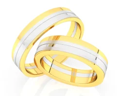 Obrączki Ślubne Apart.  Żółte i białe złoto rodowane. Wzór 448