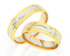 Obrączki Ślubne Apart.  Żółte i białe złoto rodowane. Wzór 416