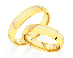 Obrączki Ślubne Apart.  Żółte i białe złoto rodowane. Wzór 449