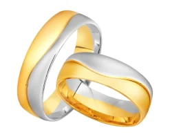 Obrączki Ślubne Apart.  Żółte i białe złoto rodowane. Wzór 466