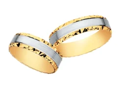 Obrączki Ślubne Apart.  Żółte i białe złoto rodowane. Wzór 415