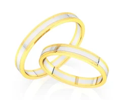 Obrączki Ślubne Apart.  Żółte i białe złoto rodowane. Wzór 450