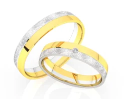 Obrączki Ślubne Apart. Żółte i białe złoto rodowane. Wzór 4/464