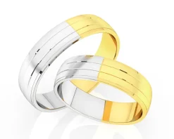Obrączki Ślubne Apart.  Żółte i białe złoto rodowane. Wzór 738