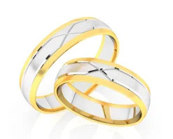 Obrączki Ślubne Apart.  Żółte i białe złoto rodowane. Wzór 740