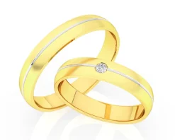 Obrączki Ślubne Apart.  Żółte złoto rodowane. Wzór 4/269