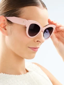 Okulary przeciwsłoneczne damskie, kocie oczy, różowe