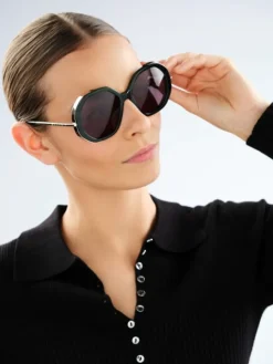 Okulary przeciwsłoneczne damskie, okrągłe, zielone