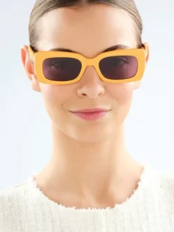 Okulary przeciwsłoneczne damskie, prostokątne, pomarańczowe