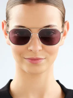 Okulary przeciwsłoneczne damskie, pilotki, srebrne