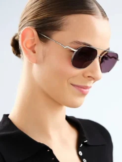 Okulary przeciwsłoneczne damskie, pilotki, srebrne