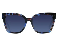 Okulary przeciwsłoneczne damskie, prostokątne, brązowe, niebieskie