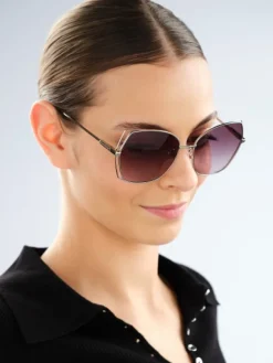 Okulary przeciwsłoneczne damskie, geometryczne, jasne srebrne