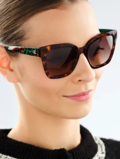 Okulary przeciwsłoneczne damskie, prostokątne, brązowe