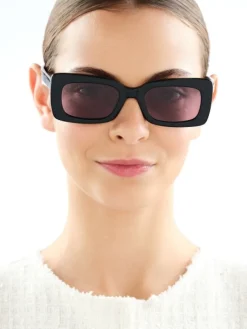Okulary przeciwsłoneczne damskie, prostokątne, czarne