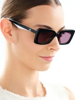 Okulary przeciwsłoneczne damskie, prostokątne, czarne