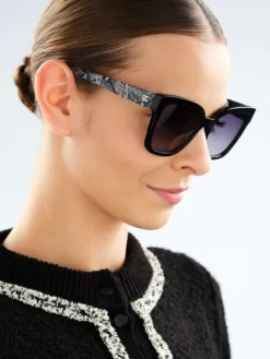 Okulary przeciwsłoneczne damskie, prostokątne, czarne