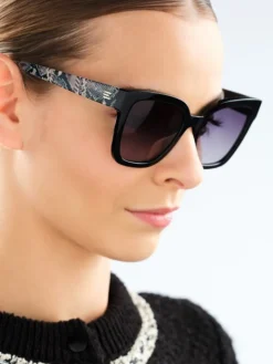 Okulary przeciwsłoneczne damskie, prostokątne, czarne