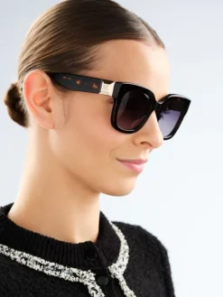 Okulary przeciwsłoneczne damskie, prostokątne, brązowe