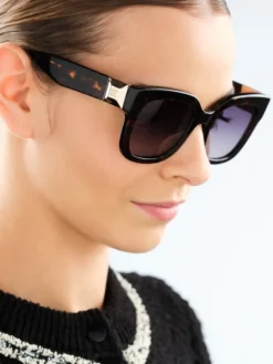 Okulary przeciwsłoneczne damskie, prostokątne, brązowe