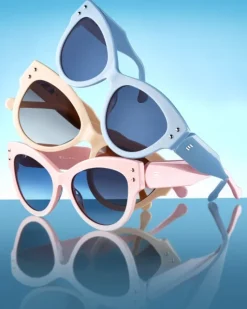 Okulary przeciwsłoneczne damskie, kocie oczy, beżowe