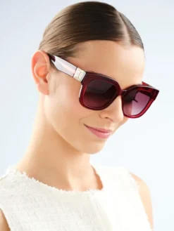 Okulary przeciwsłoneczne damskie, prostokątne, czerwone