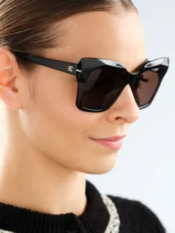 Okulary przeciwsłoneczne damskie, prostokątne, brązowe