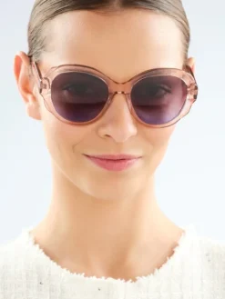 Okulary przeciwsłoneczne damskie, okrągłe, różowe