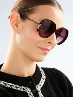 Okulary przeciwsłoneczne damskie, okrągłe, brązowe