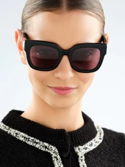 Okulary przeciwsłoneczne damskie, prostokątne, czarne