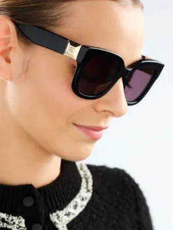 Okulary przeciwsłoneczne damskie, prostokątne, czarne