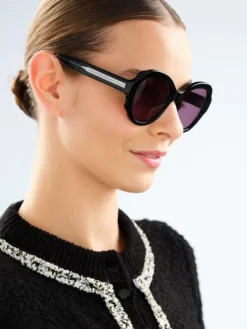 Okulary przeciwsłoneczne damskie, okrągłe, czarne