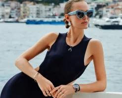 Okulary przeciwsłoneczne damskie, kocie oczy, niebieskie