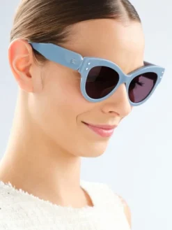 Okulary przeciwsłoneczne damskie, kocie oczy, niebieskie
