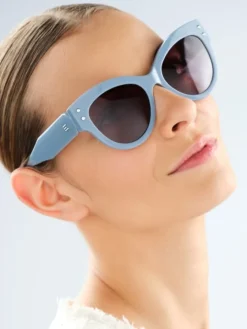 Okulary przeciwsłoneczne damskie, kocie oczy, niebieskie