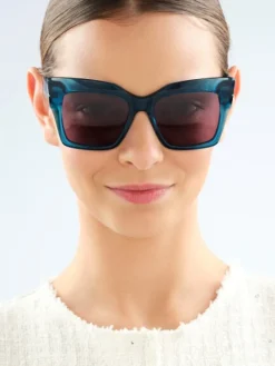 Okulary przeciwsłoneczne damskie, prostokątne, niebieskie