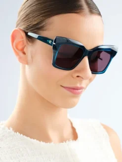 Okulary przeciwsłoneczne damskie, prostokątne, niebieskie