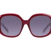 Okulary przeciwsłoneczne damskie, okrągłe, bordowe