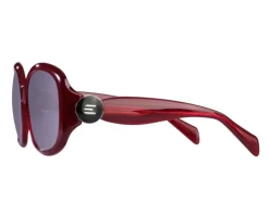 Okulary przeciwsłoneczne damskie, okrągłe, bordowe