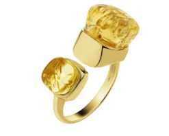 Pierścionek srebrny z bursztynem - kwadraty