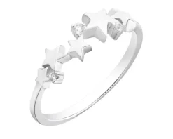 Pierścionek srebrny z cyrkoniami - gwiazdy