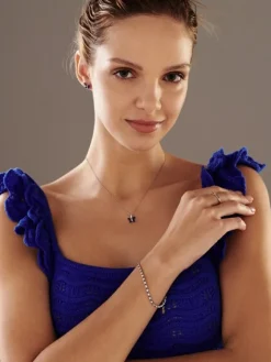 Pierścionek srebrny z cyrkonią i emalią