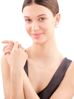 Pierścionek srebrny z cyrkoniami - liście