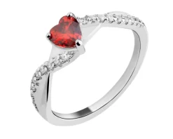 Pierścionek srebrny z cyrkoniami - serce