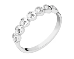 Pierścionek srebrny z cyrkoniami - serca